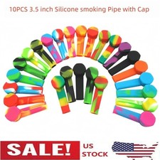 Silicone Smoking Hand Pipe with Metal Bowl &Cap Lid Pocket Pipe 10pcs picture