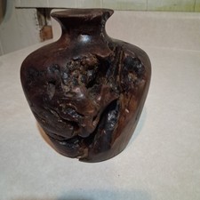 Vintage Burl Wood Art Vessel Bud Vase  Hand Turned Natural Edge picture