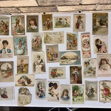 Antique Victorian Advertising Trade Card & Die Cut Scrap Ephemera Lot Of 32 picture
