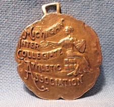 Vintage 10k Gold Mich ATHLETIC Collegiate Athletic Assoc MILE RELAY MEDAL * picture