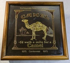 Vintage CAMEL Promo Wood Cigarette Box Mirror Top Centennial Wood Glassics picture