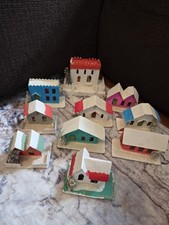 Vtg Putz Houses Lot of 10 Christmas Alpine Village Miniature Cardboard READ picture
