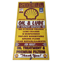 Vintage Shell Gasoline Sign - Oil & Lube Service Gas Pump Racing Porcelain Sign picture