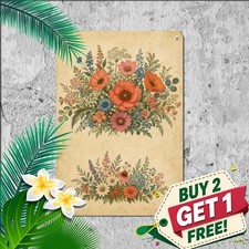 vintage floral botanical illustration two bouquet composition aged picture