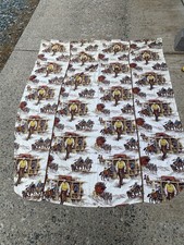 Vintage Cowboys Western Twin Top Flat Sheet, Old West Fabric 1950s 50s picture