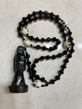 Santa muerte Rosario - Holy Death rosary New- Nyllon - Black Acrylic Stones picture