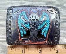 vintage Sterling silver Native American Southwestern-style belt buckle. picture