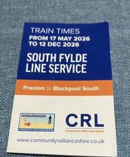 Northern Rail/Community Rail Lancashire South Fylde Line Timetable Summer 2026 picture