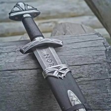 Handmade Northman Viking Damascus Steel Sword W/Scabbard Long Roman Sword picture