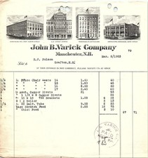 1923 John B. Varick Co. Manchester NH Hardware Billhead picture