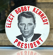 Original 1968 Elect Bobby Kennedy President RFK 3.5” Campaign Button Pin picture