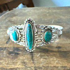 Native American Turquoise Sterling Silver Cuff Bracelet in Sterling Silver picture