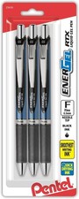 Pentel EnerGel RTX Retractable Gel Ink Pen, (0.5mm), Needle Tip, Black Ink, 3 picture