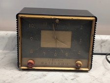 Sylvania Model 541B AM Tube Clock Radio Black Mid Century Modern Design picture