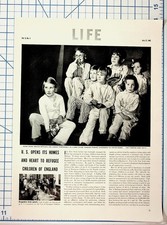 LIFE Magazine 1940 WWII British Children Refugees USA Hempstead House Article picture