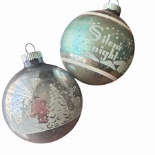 Shiny Brite Silent Night Deer Stencil Glass Ornaments 2.5
