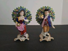 Pair 19th Century Chelsea Edme Samson French Bocage Porcelain Figurines 4.75