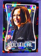 Kamala Harris ➠ serial #'d / 5    BLACK CRYSTAL ICE REFRACTOR ✦ 2020 Leaf Metal picture
