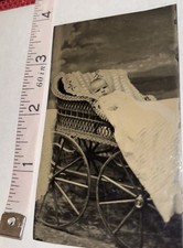 Antique Tintype Victorian Photo Postmortem Infant In Wicker Carriage picture