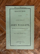 Rare 1855 Funeral Discourse Elder John Wallace PA Legislator Lancaster Cty picture