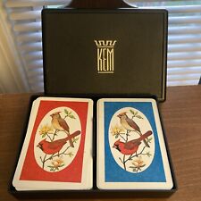 Vintage KEM Playing Cards Double Deck Blue And Red Cardinals Bakelite Cassette picture