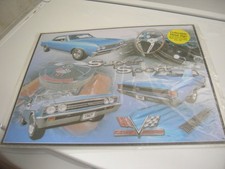VINTAGE TIN SIGN CHEVY 427 TURBO JET CHEVELLE 1967 VINTAGE 2005 SEALED LICENSED picture