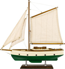 SAILINGSTORY Wooden Sailboat Decor Sailing Ship Model Boat Green picture