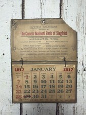 VTG The Cement National Bank Of Siegfried Northampton PA 1917 Calendar Sign READ picture