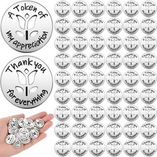 100 Pcs Metal Appreciation Coins - Bulk Gift Tokens, 0.79 Inch Floral Design picture