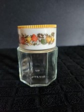 Vintage Allegro Spice of Life Glass Shaker Jar Octagon Mushroom Yellow Lid 1970s picture