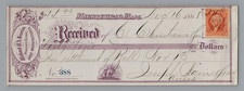 1868 Financial Receipt US 2c Tax Stamp Civil War Era Marblehead, MA picture