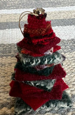 HANDMADE One-of-a-Kind Authentic Felted Wool Christmas Tree Ornament w/Button picture