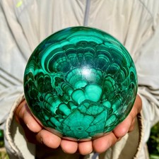 3.68LB Rare Natural Malachite quartz hand Carved sphere Crystal Healing picture