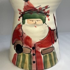 Vietri Old St Nick Utensil Holder Wine Flower Christmas Decor Hand Painted Italy picture