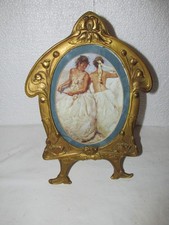 Antique Art Nouveau Cast Brass Easel Back Tabletop Ornate Picture Photo Frame picture