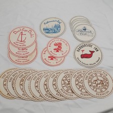 Lot 22 Vintage Travel Coasters Bermuda Hog Penny Pub Block Island Dead Eye Dicks picture