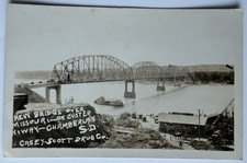 c1930s RPPC Bridge over Missouri Custer Highway Chamberlain SD Ferry Old Cars PC picture