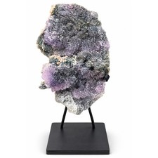 Large Brazilian Zeolite Crystal Cluster on Stand, Purple Home Statement Piece. picture
