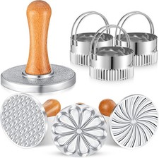 Set Cookie Stamp Metal Cookie Press Mold w Wooden Handle Pattern Molds for Bakin picture