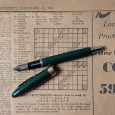 Vintage Sheaffer Statesman Fat Touchdown Fountain Pen Evergreen 14K Nib 1949-50 picture