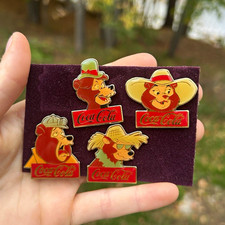 Vintage 1986 Disney World 15th Anniv Coca Cola Country Bear Jamboree 4 Pin Lot picture