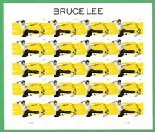 USPS PANE OF 20 FIRST CLASS LETTER STAMPS BRUCE LEE 82¢ picture