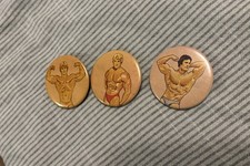 3 Vintage 1980’s Chippendale Pin Buttons Great Condition picture