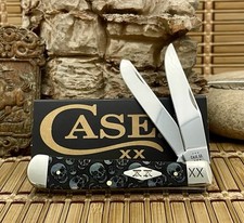 Case XX USA Smooth Gray Bone SKULL Blackout XX Trapper 1/500 Pocket Knife 💀 picture