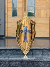 28 Inch Medieval Knight Shield Stainless Steel LARP Battle Armor Cosplay Wall De picture