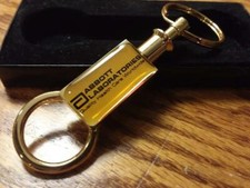 Abbott Laboratories Vintage Gold tone Advertising Promotional Key Chain in Box picture