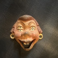 Vintage Cast Iron Character Face Wall Mount Beer Bottle Opener Breweriana picture