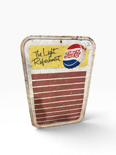Vintage PEPSI-COLA The Light Refreshment Menu Board Soda Sign Bottle Cap picture