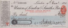 ERNEST H. SHACKLETON - AUTOGRAPHED SIGNED CHECK 12/04/1911 picture