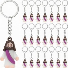 Sumind 24 Pcs Jesus Figurine Christian Keychain Religious Keychain Bulk Class... picture